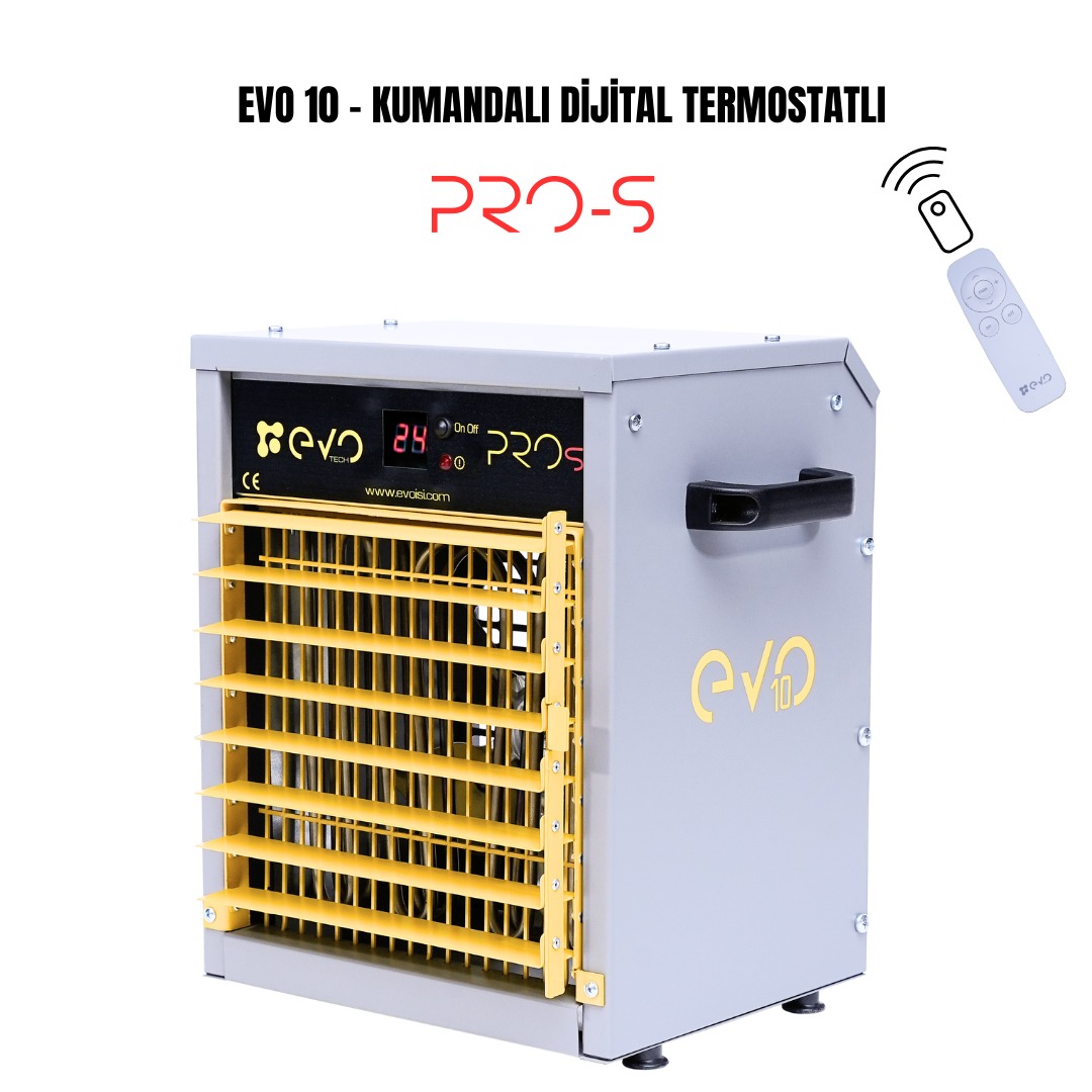 Evo10 PROs - 10 kw Kumandalı ve Dijital Endüstriyel Elektrikli Fanlı Isıtıcı