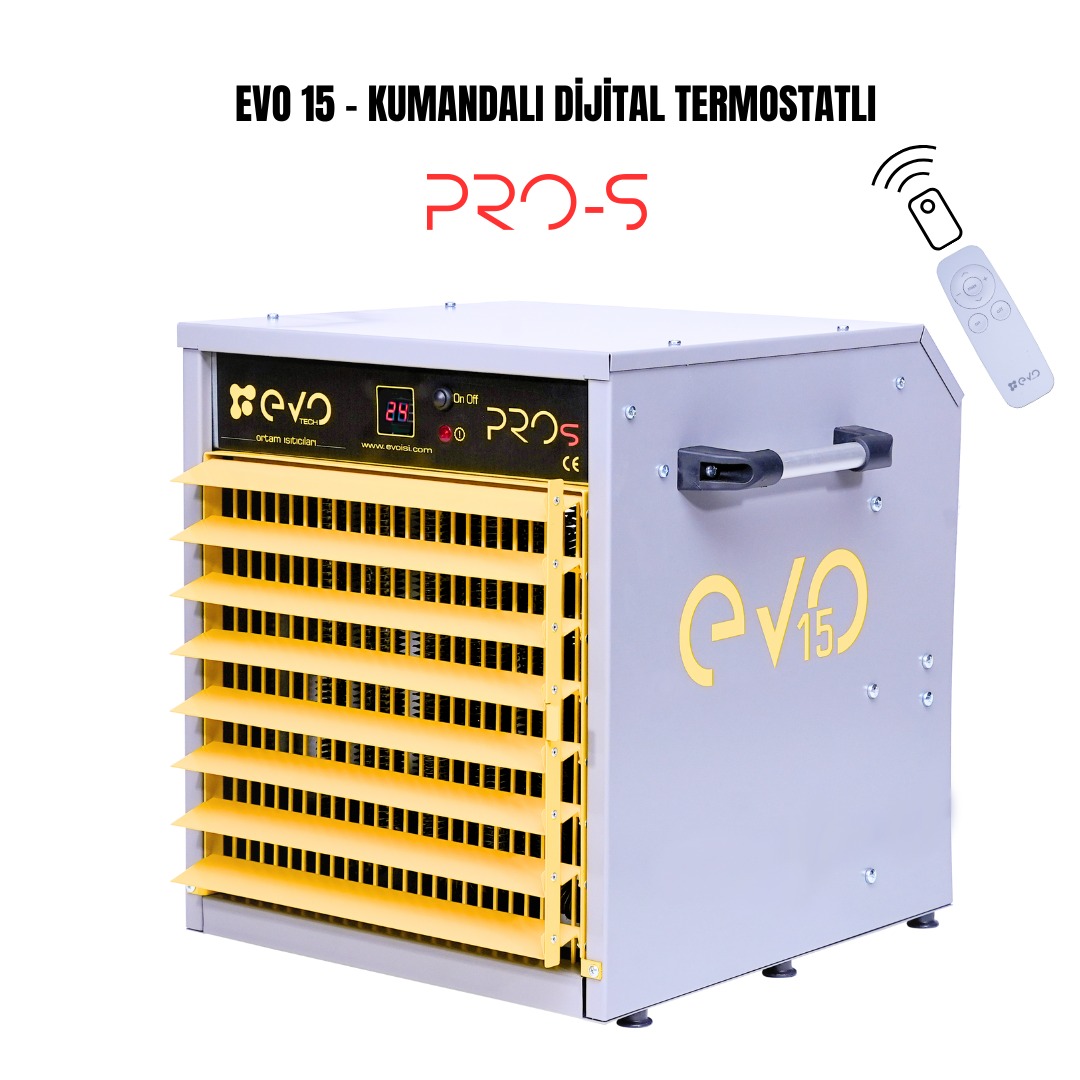 Evo15 PROs - 15 kw Kumandalı ve Dijital Endüstriyel Elektrikli Fanlı Isıtıcı