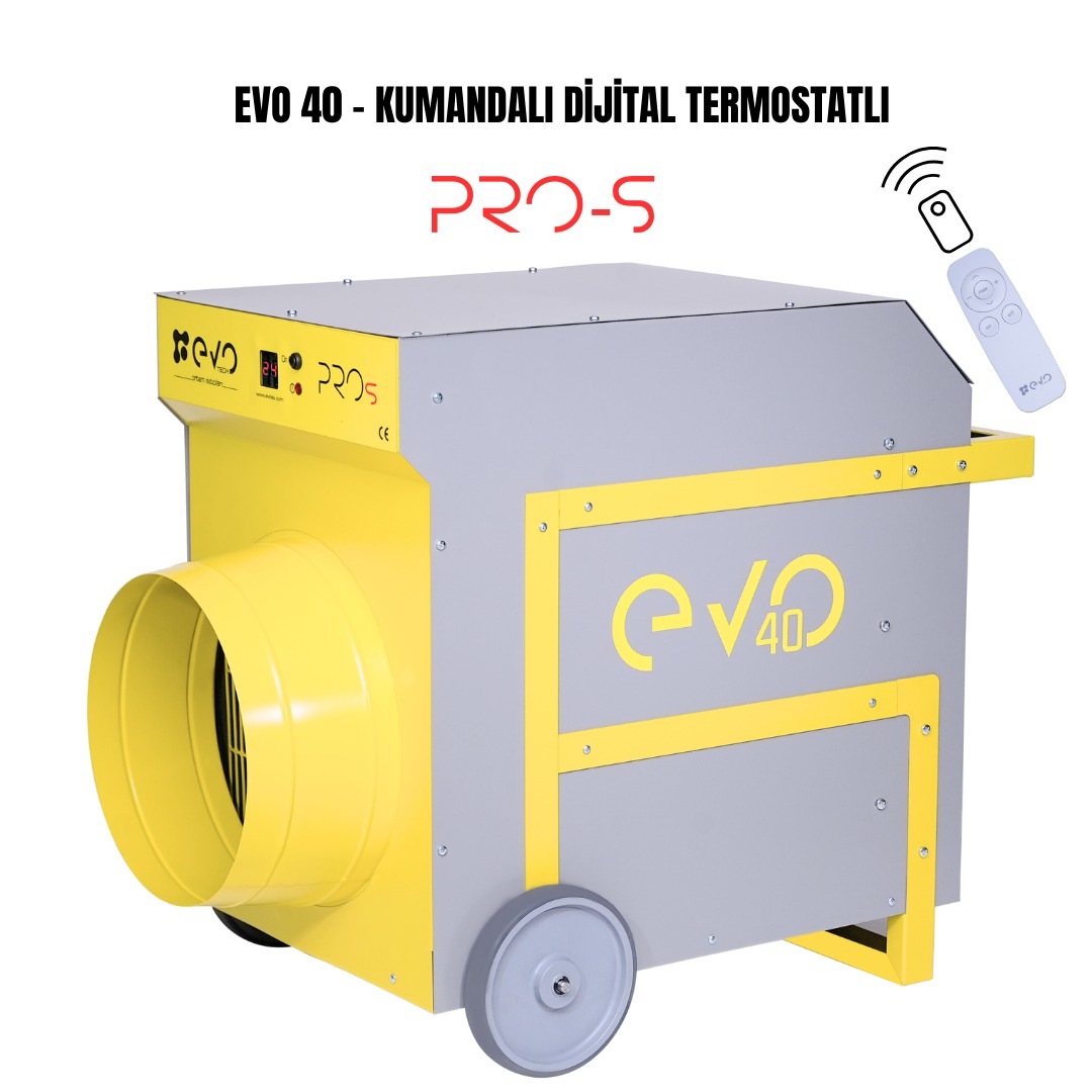Evo40 PROs - 40 kw Kumandalı ve Dijital Endüstriyel Elektrikli Fanlı Isıtıcı